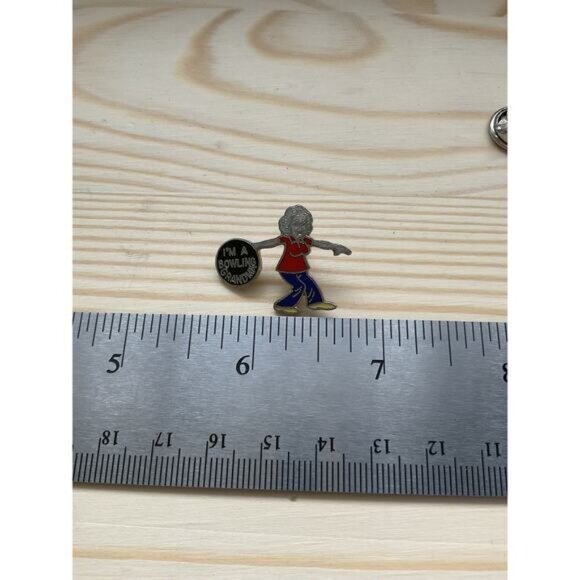 DEBE Signed Im A Bowling Grandma Red Shirt Blue Pants Pin - Picture 3 of 3